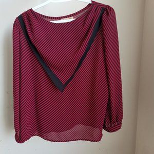 Addition Elle Women wine & Black Striped Blouse - Size M/L